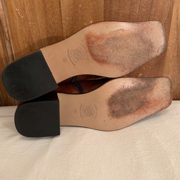 Shelly's London Brown Square Toe Zip Up Booties Size 5.5 - Picture 13 of 16
